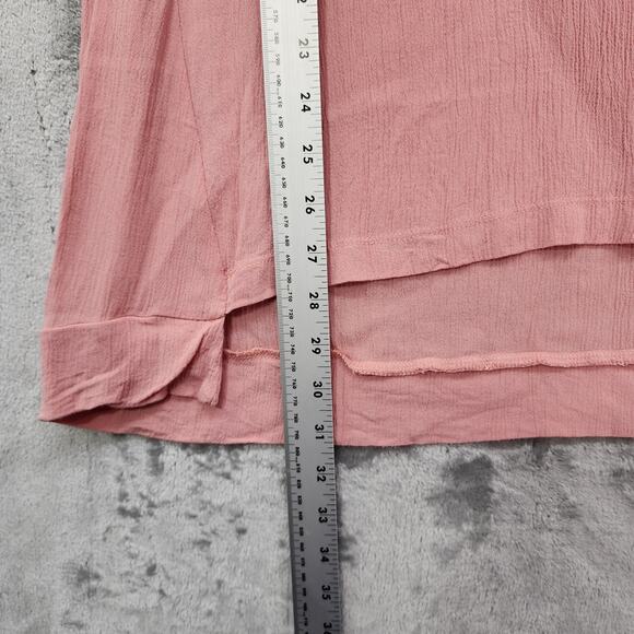 Ellen Tracy Top Womens M Tea Rose Pink V-Neck Loose Fit Tunic Short Cap Sleeves - Picture 8 of 9